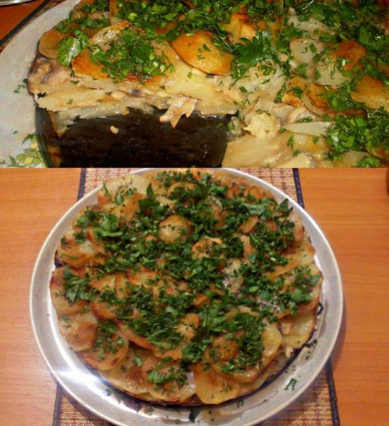 Картофельно-грибной торт